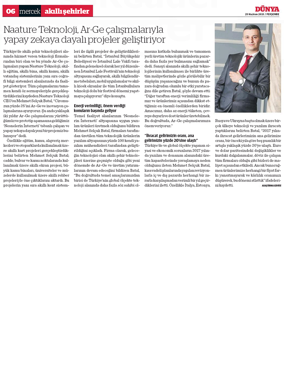 Naature Teknoloji Dünya Gazetesi 2018